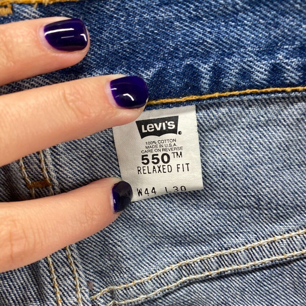 New Levi's 550 Cropped Jeans Men 44*30 Blue Denim Light Relaxed Fit Straight - Picture 10 of 11